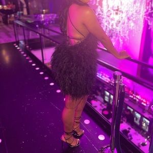 Club London Black Feather Club London Halter Dress